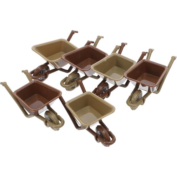Set 6 Mini Carriole Decorative in Plastica per Casa delle Bambole, Giardino e Decorazioni