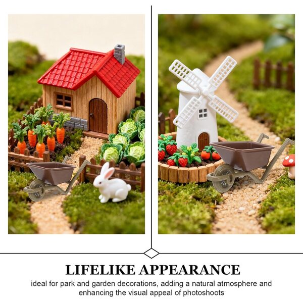 Set 6 Mini Carriole Decorative in Plastica per Casa delle Bambole, Giardino e Decorazioni