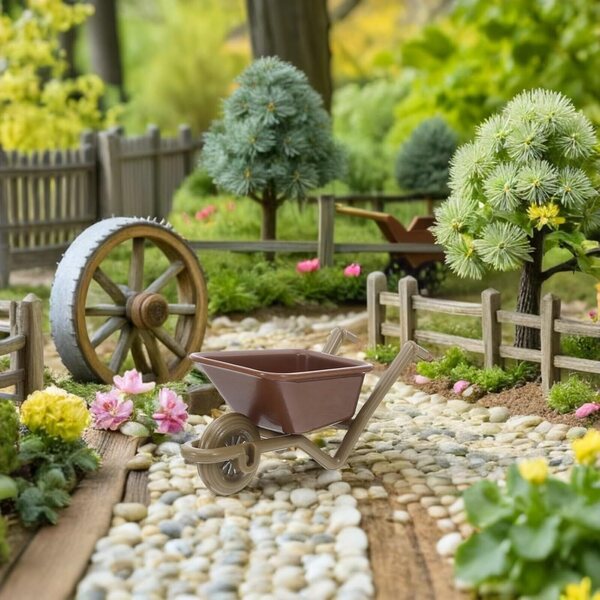Set 6 Mini Carriole Decorative in Plastica per Casa delle Bambole, Giardino e Decorazioni