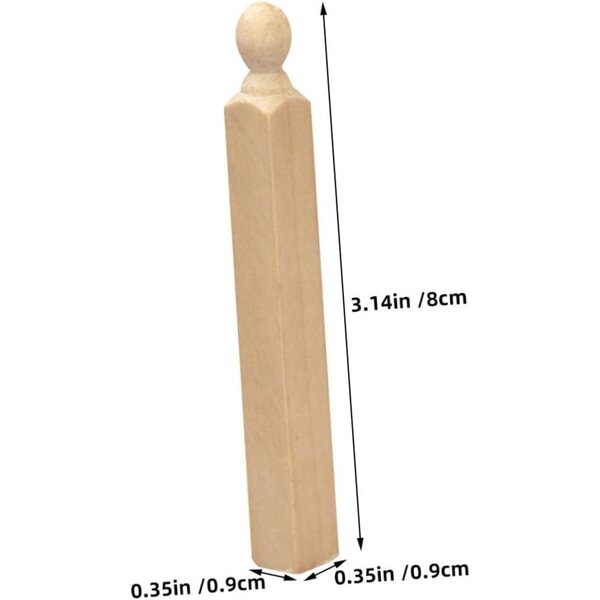 VICASKY Set 8 Mini Pali in Legno per Case delle Bambole Decorazione Kaki 8x0,9 cm