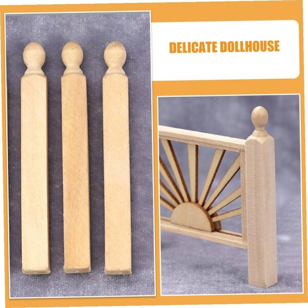 VICASKY Set 8 Mini Pali in Legno per Case delle Bambole Decorazione Kaki 8x0,9 cm