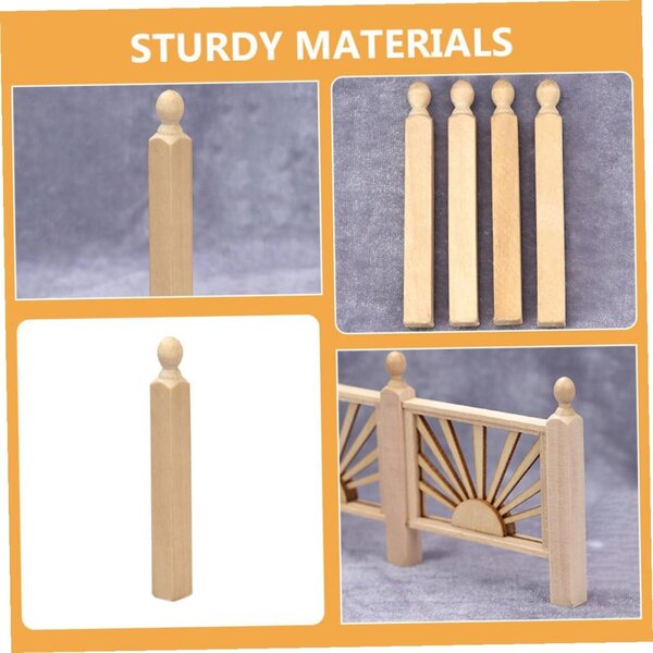 VICASKY Set 8 Mini Pali in Legno per Case delle Bambole Decorazione Kaki 8x0,9 cm