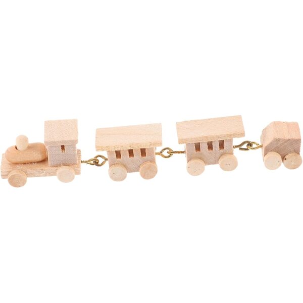 Mini Train in Legno Decorativo per Casa delle Bambole, Modellino Locomotiva 9,2 cm