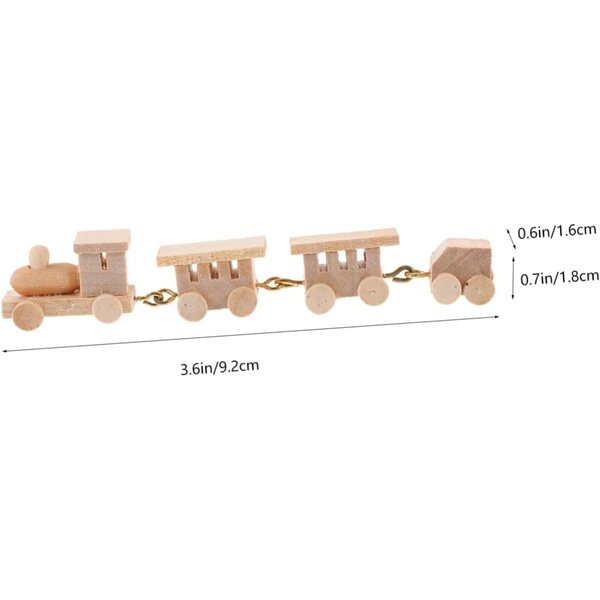 Mini Train in Legno Decorativo per Casa delle Bambole, Modellino Locomotiva 9,2 cm