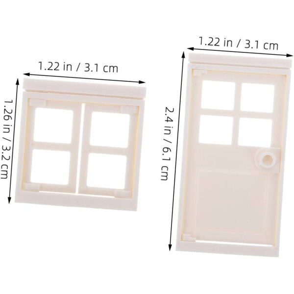 Puppenhaus-Miniatur-Tür- und Fensterset aus langlebigem und realistischem Kunststoff