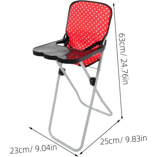 Gatuida Chaise Haute per Bambole rossa, accessorio gioco di ruolo, leggera e compatta