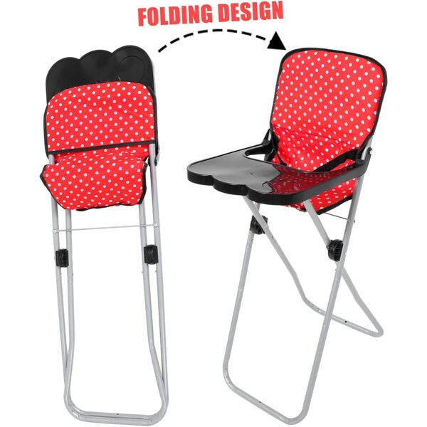 Gatuida Chaise Haute per Bambole rossa, accessorio gioco di ruolo, leggera e compatta