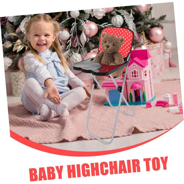 Gatuida Chaise Haute per Bambole rossa, accessorio gioco di ruolo, leggera e compatta