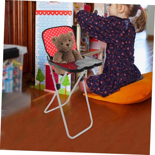 Gatuida Chaise Haute per Bambole rossa, accessorio gioco di ruolo, leggera e compatta