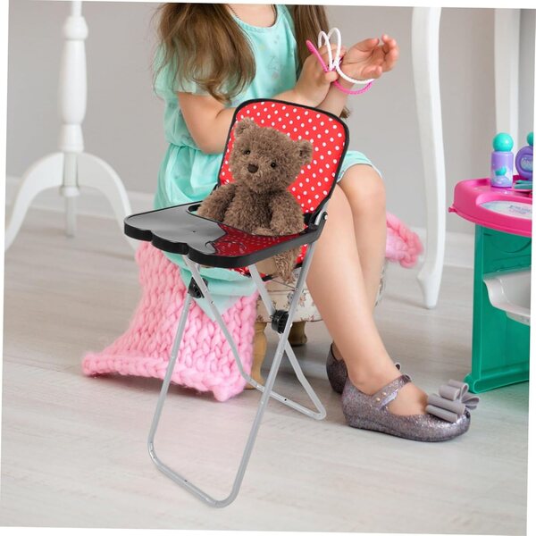 Gatuida Chaise Haute per Bambole rossa, accessorio gioco di ruolo, leggera e compatta