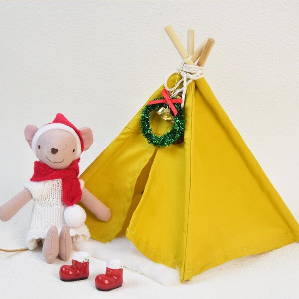 1:12 Puppenhaus gestricktes Bettzelt, gelb, handgefertigt