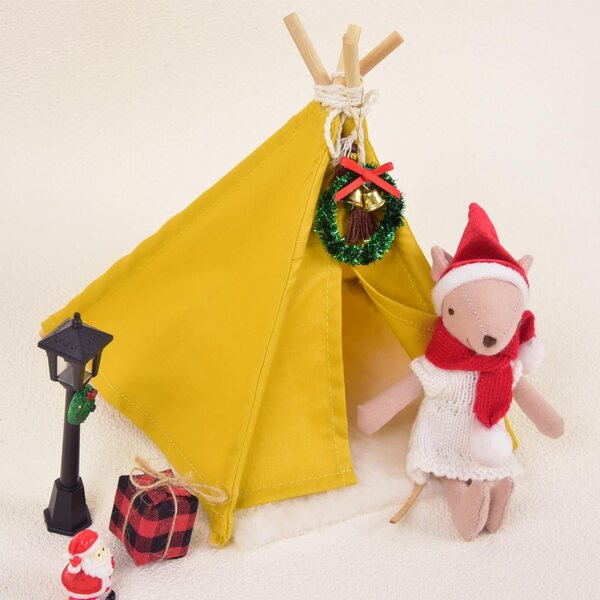 1:12 Puppenhaus gestricktes Bettzelt, gelb, handgefertigt
