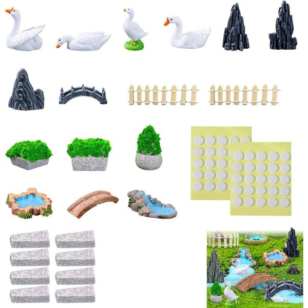 Set 26 Mini Accessori Giardino Fatato per Miniature, Terrari, Case delle Bambole e Bricolage
