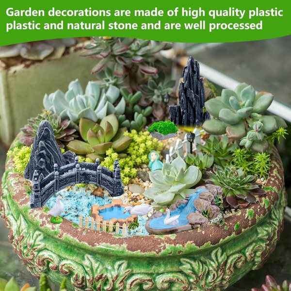 Set 26 Mini Accessori Giardino Fatato per Miniature, Terrari, Case delle Bambole e Bricolage