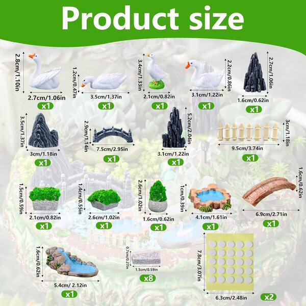 Set 26 Mini Accessori Giardino Fatato per Miniature, Terrari, Case delle Bambole e Bricolage