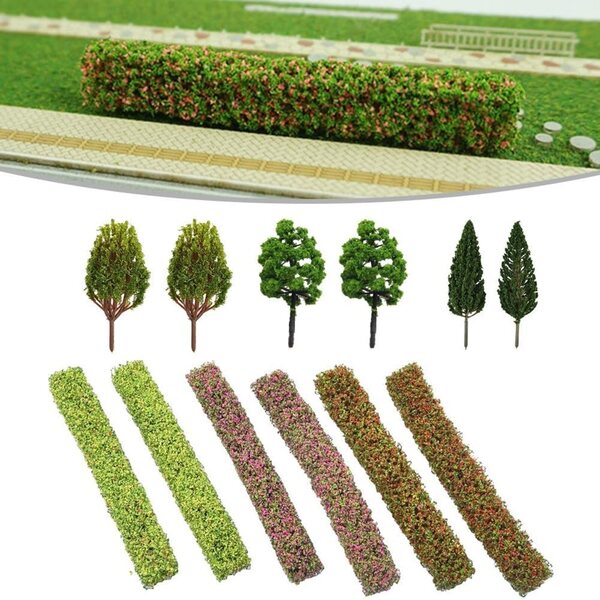 Set 9 siepi e 6 alberi miniatura per diorami e modellismo NEIQIUWING