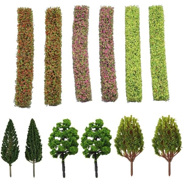 Set 9 siepi e 6 alberi miniatura per diorami e modellismo NEIQIUWING