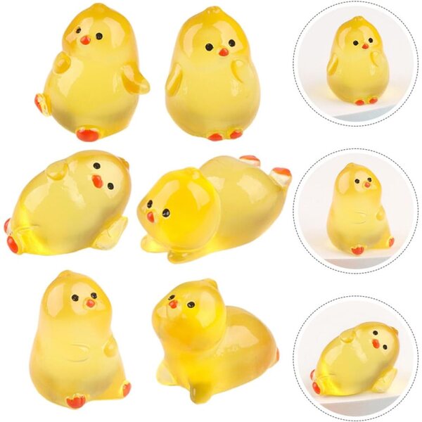 VICASKY 12 Mini-Poussins Lumineux aus Kunstharz für Garten- und Puppenhausdekorationen