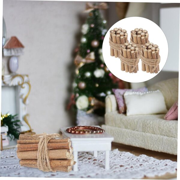 4 Miniature Pile di Legna in Legno per Casa delle Bambole e Decorazioni DIY Inverno