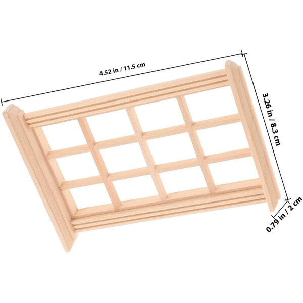 Hohopeti 4 Miniatur-Fensterrahmen aus Holz 1/12 für realistisches Puppenhaus