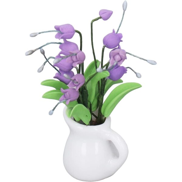 Blumentöpfe Miniatur Lila Muguet aus Harz und Keramik für Puppenhaus 1/12