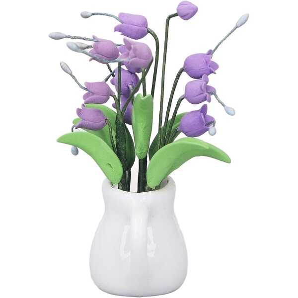 Blumentöpfe Miniatur Lila Muguet aus Harz und Keramik für Puppenhaus 1/12