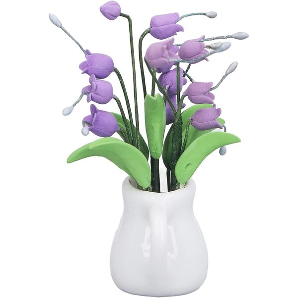 Blumentöpfe Miniatur Lila Muguet aus Harz und Keramik für Puppenhaus 1/12