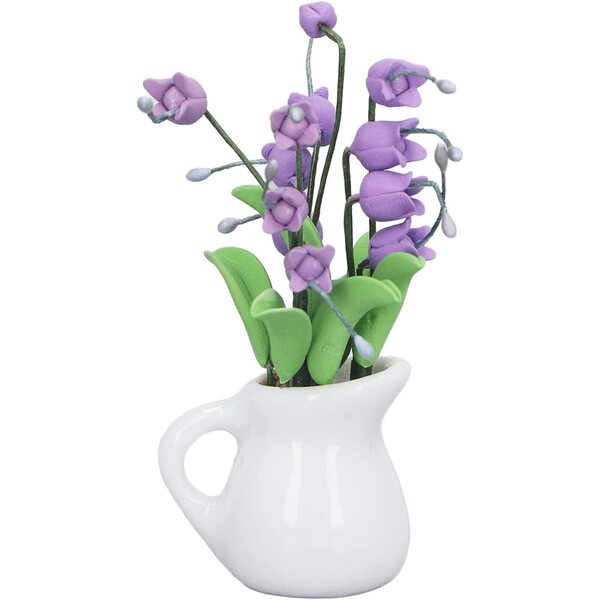 Blumentöpfe Miniatur Lila Muguet aus Harz und Keramik für Puppenhaus 1/12