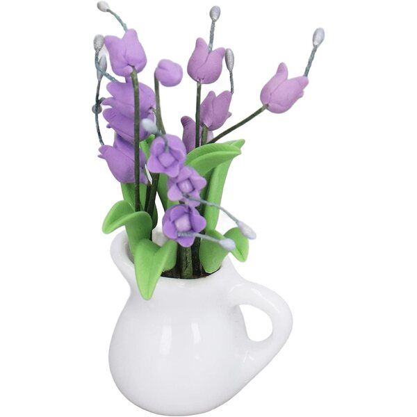 Blumentöpfe Miniatur Lila Muguet aus Harz und Keramik für Puppenhaus 1/12