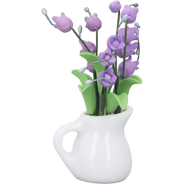 Blumentöpfe Miniatur Lila Muguet aus Harz und Keramik für Puppenhaus 1/12
