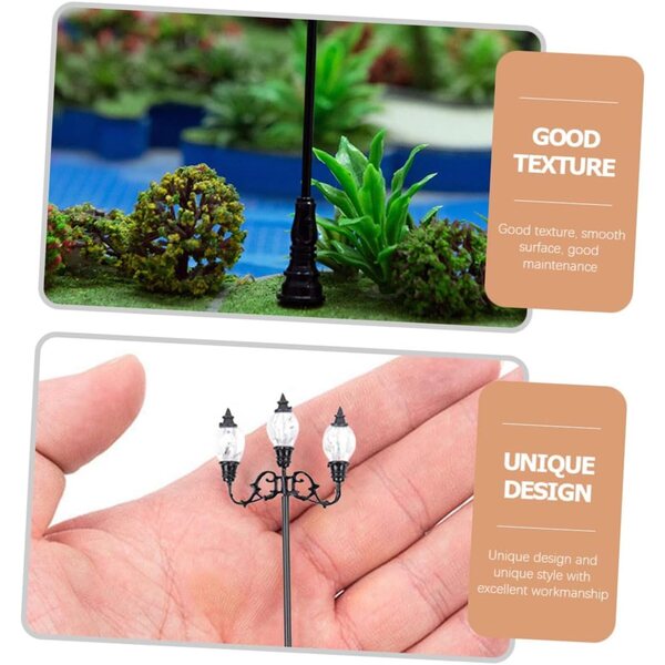 Gatuida Set 2 Mini Lampioni 1/87 Luci da Giardino per Decorazioni Miniature