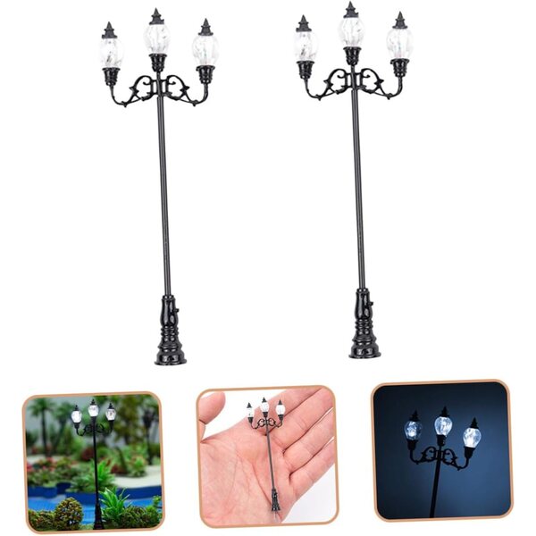 Gatuida Set 2 Mini Lampioni 1/87 Luci da Giardino per Decorazioni Miniature
