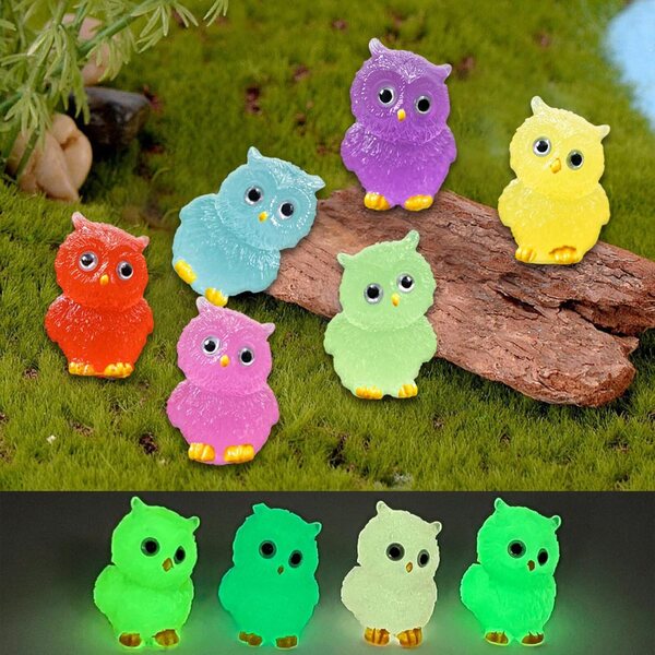 Mini Hibou Lumineux aus Kunstharz, 30 bunte Teile für Garten- und Heimdekorationen