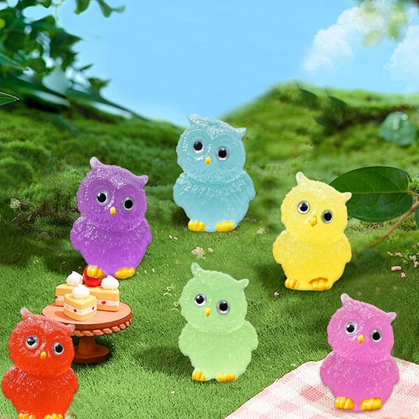 Mini Hibou Lumineux in Resina, 30 Pezzi Colorati per Decorazioni Giardino e Casa