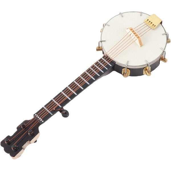 Realistisches Miniatur-Banjo-Modell in Tilleul mit Ständer und Box – Naroote