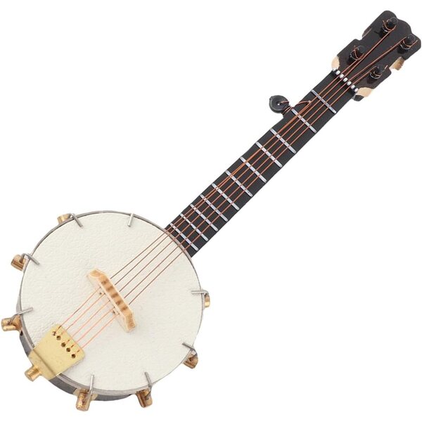 Realistisches Miniatur-Banjo-Modell in Tilleul mit Ständer und Box – Naroote