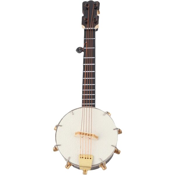 Realistisches Miniatur-Banjo-Modell in Tilleul mit Ständer und Box – Naroote