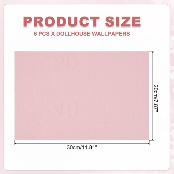 6 fogli adesivi in PVC rosa chiaro per casa delle bambole 30x20 cm - decorazione miniatura