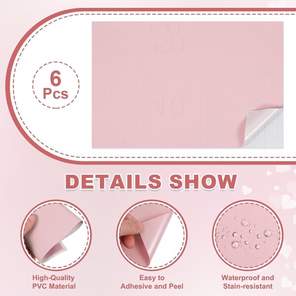 6 fogli adesivi in PVC rosa chiaro per casa delle bambole 30x20 cm - decorazione miniatura