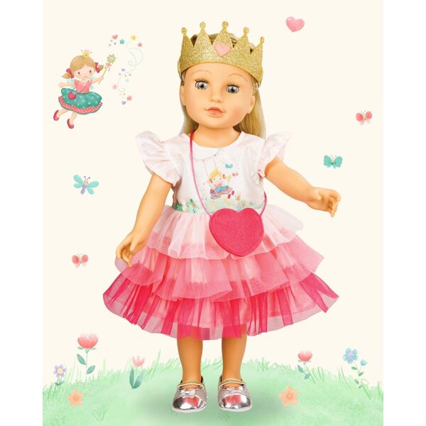 Heless Abito Principessa Emily Rosa con Pochi a Cuore e Corona per Bambole 35-45 cm