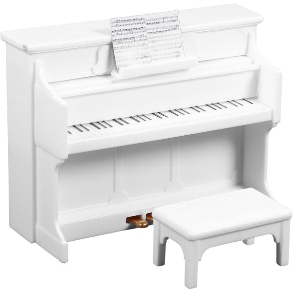 Mini Piano Bianco con Tabouret e Partitura per Casa di Bambole WEKAMOS