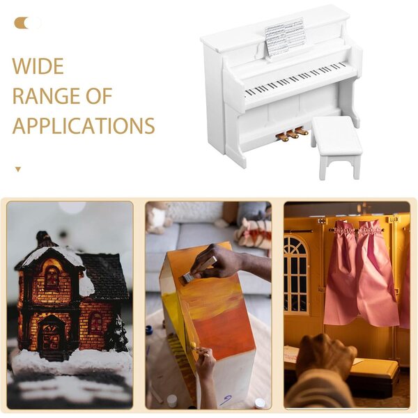 Mini Piano Bianco con Tabouret e Partitura per Casa di Bambole WEKAMOS