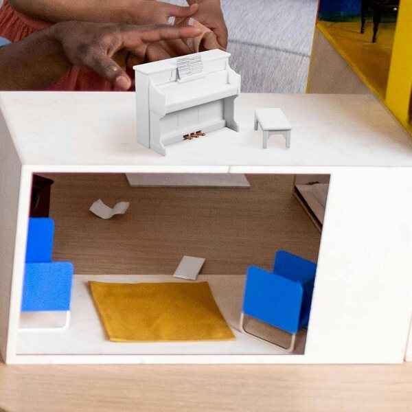 Mini Piano Bianco con Tabouret e Partitura per Casa di Bambole WEKAMOS