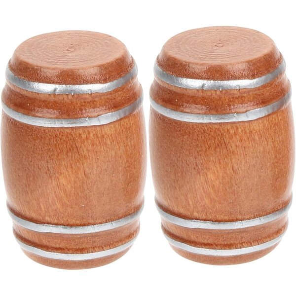 Mini-Tonneaux aus Holz, 6 cm, 2-teiliges Set für Mini-Heimdekorationen und Accessoires