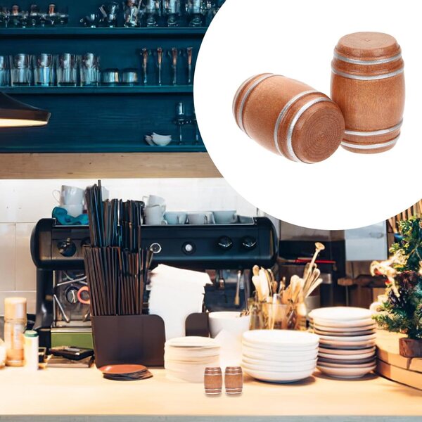 Mini Tonneaux in Legno 6 cm Set 2 Pezzi per Decorazioni Mini Casa e Accessori