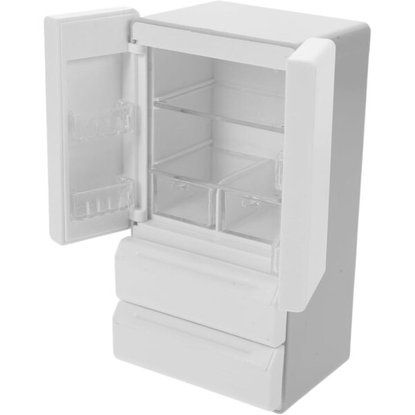 Mini-Doppeltürkühlschrank mit Lichtern für Puppenhaus – Rollenspiel und Dekoration