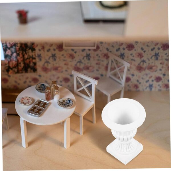 Miniatiure INOOMP 2 Vasetti Bianchi per Casa delle Bambole in Plastica 4,8x3,5 cm