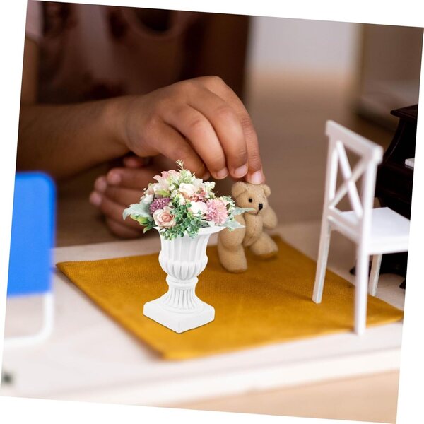 Miniatiure INOOMP 2 Vasetti Bianchi per Casa delle Bambole in Plastica 4,8x3,5 cm