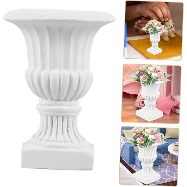 Miniatiure INOOMP 2 Vasetti Bianchi per Casa delle Bambole in Plastica 4,8x3,5 cm