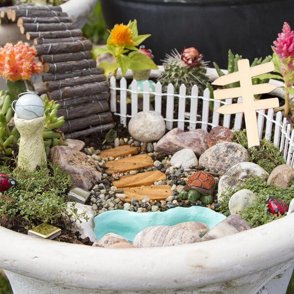 6 Pannelli Miniatura in Legno per Giardino, Segnali Decorativi 7x4,6 cm